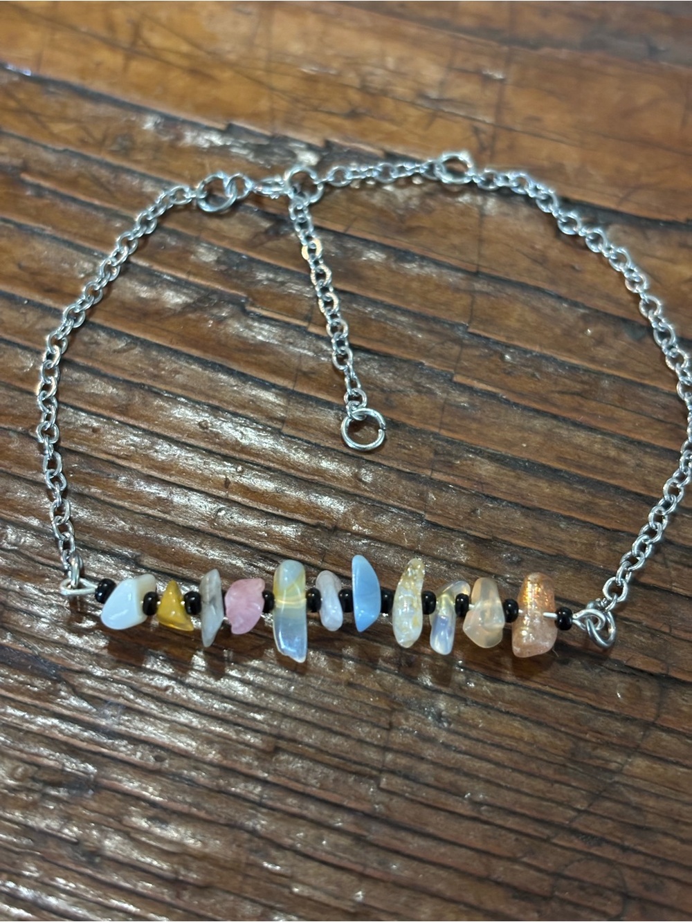 Opal Chip Bar Necklace in Multi-Color - Women's Jewelry